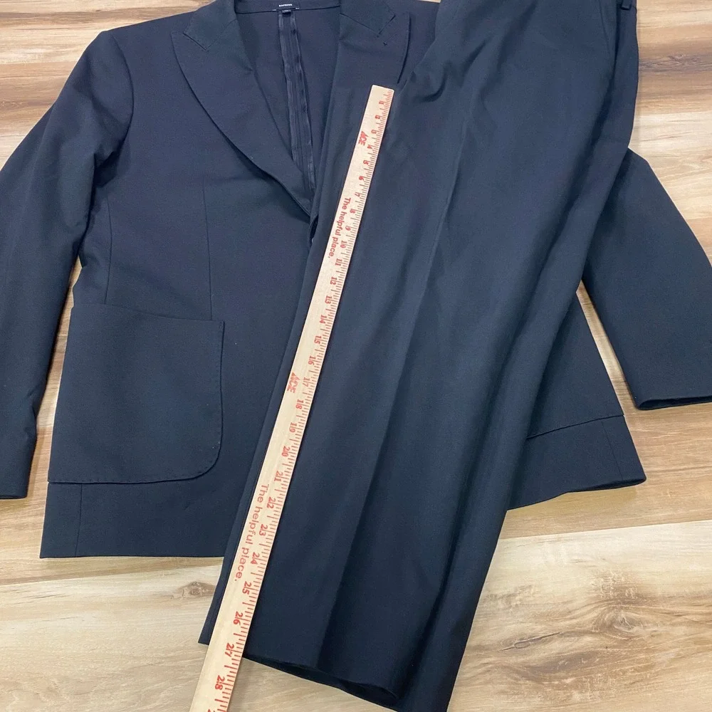 Express Suit 44L 38W Extra Slim Cotton Blend Stretch Two Button Black